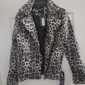 Animal print /leather looking  biker jacket